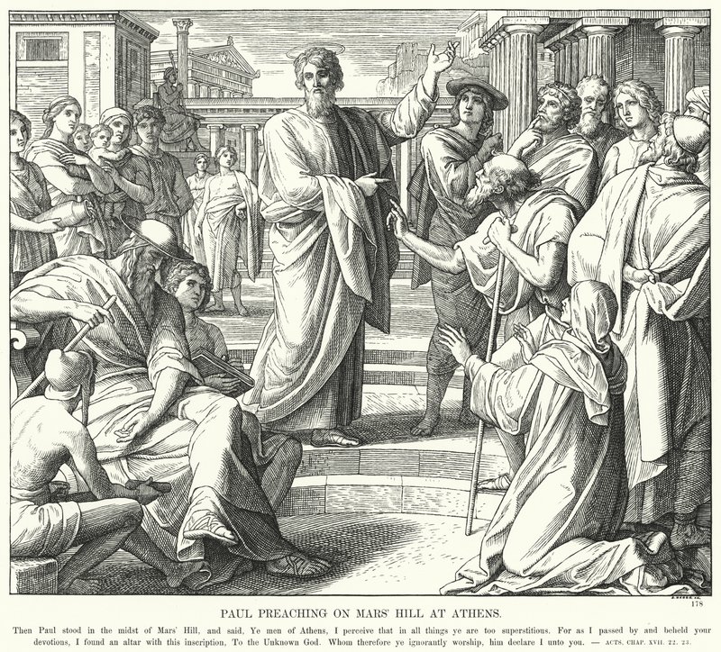 Paul prêchant sur la colline de Mars à Athènes - Julius (after) Schnorr von Carolsfeld