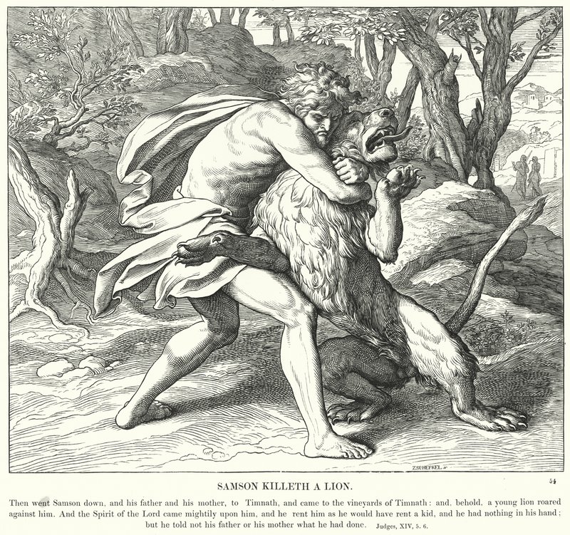 Samson tue un lion - Julius (after) Schnorr von Carolsfeld