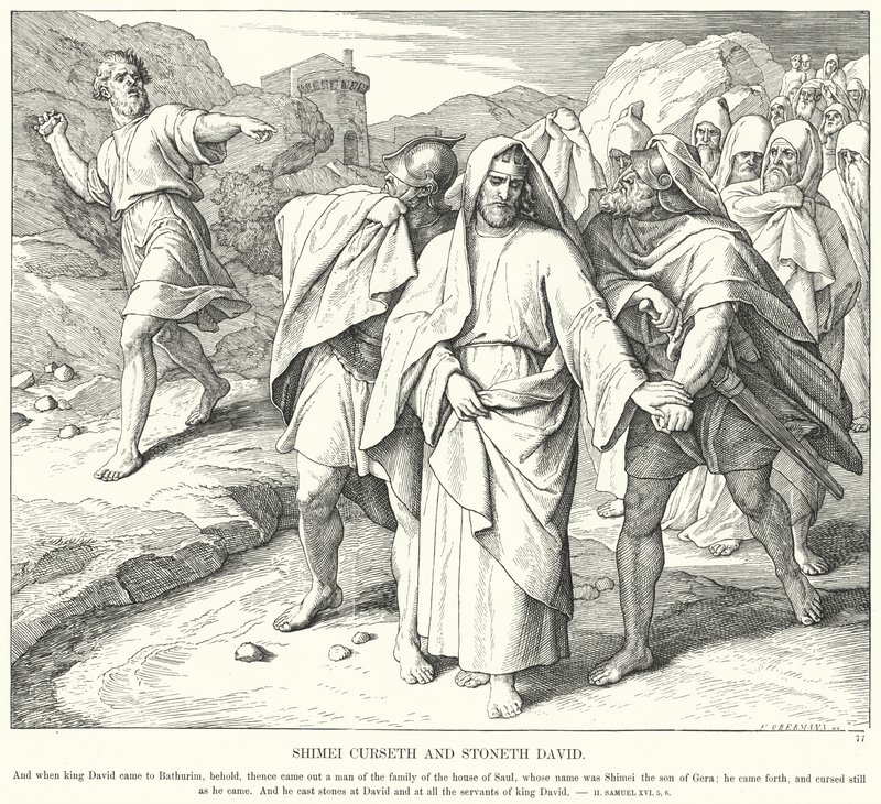 Shimei maudit et lapide David - Julius (after) Schnorr von Carolsfeld