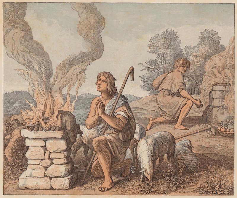 Les Offrandes de Caïn et Abel, Genèse, IV, 3, 4 - Julius (after) Schnorr von Carolsfeld
