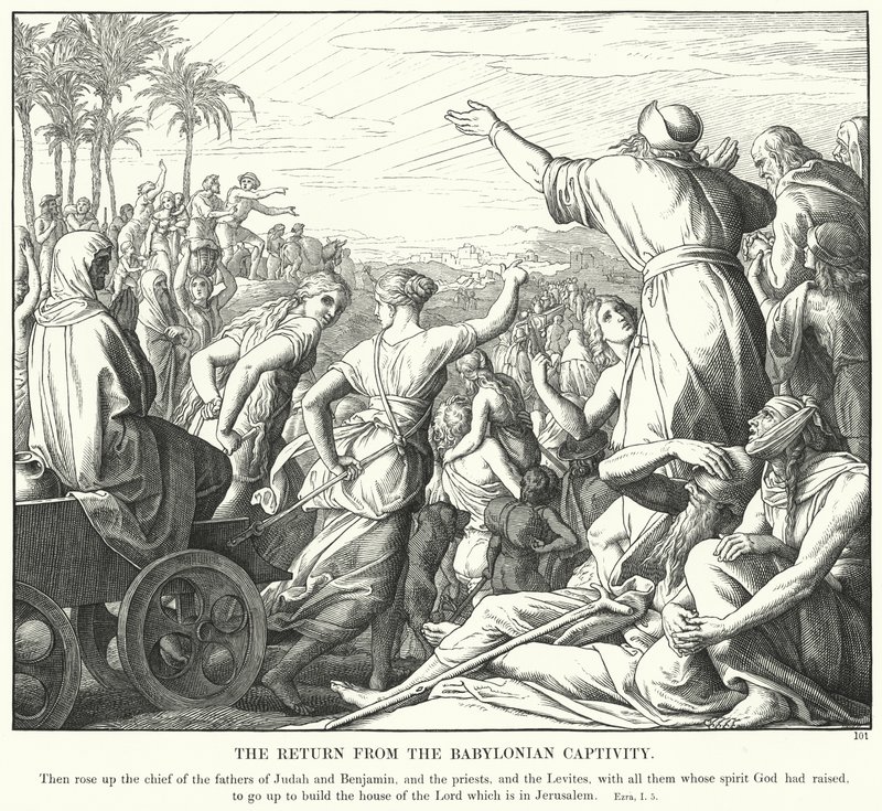 Le retour de la captivité babylonienne (gravure) - Julius (after) Schnorr von Carolsfeld