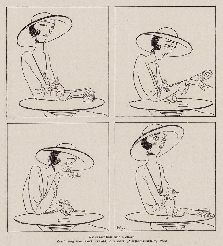 Femme prenant de la cocaïne (litho) - Karl Arnold