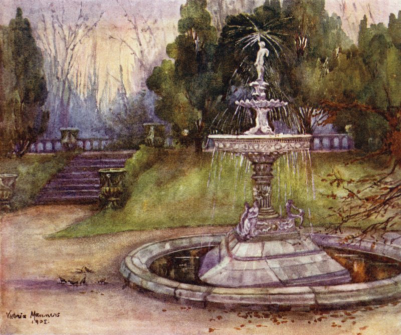 Lodge de St Katharine, parc Regent (lithographie en couleur) - Lady Victoria Marjorie Harriet Manners