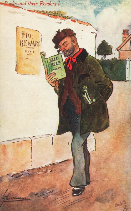 Ouvrier lisant un livre d