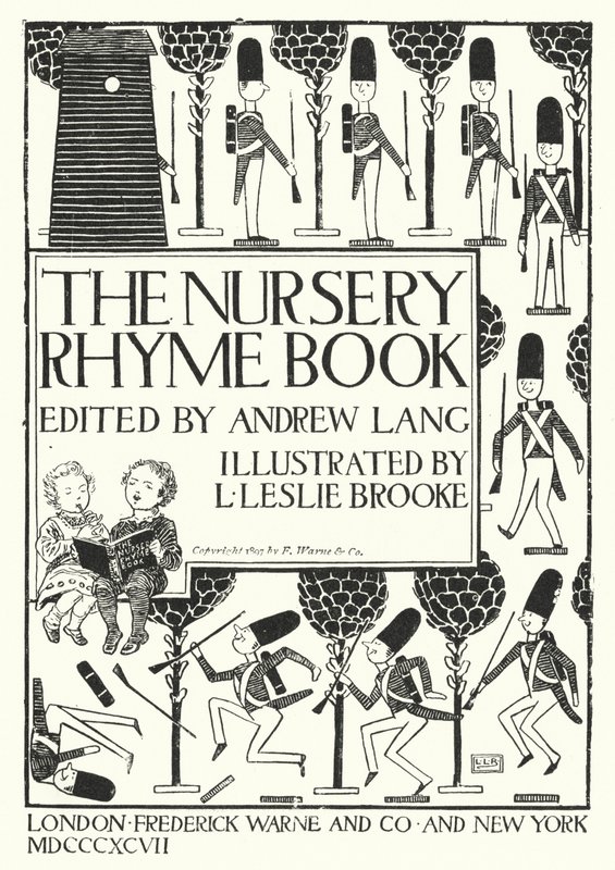 Illustration de page de titre pour Le Livre des Comptines édité par Andrew Lang - Leonard Leslie Brooke