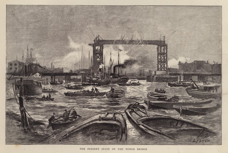 Tower Bridge en construction, Londres - Leonard Patten