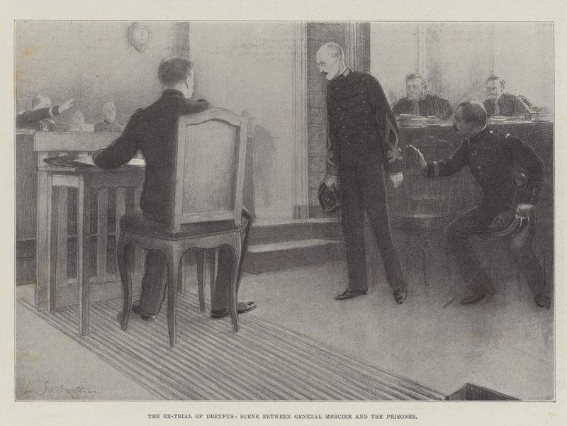 Le nouveau procès de Dreyfus, scène entre le général Mercier et le prisonnier - Louis Remy Sabattier