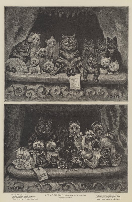 Le Chat au Théâtre, Tragédie et Comédie - Louis Wain