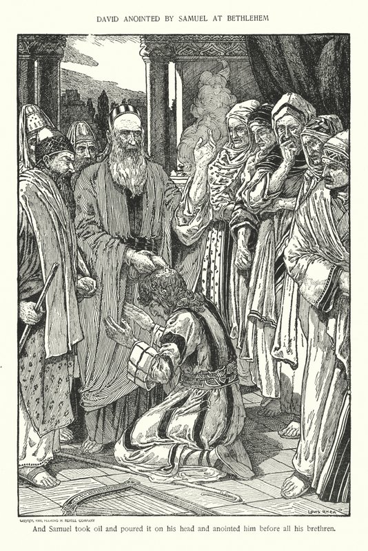 David oint par Samuel à Bethléem - Louis John Rhead