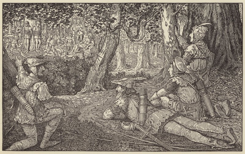 Aperçu un groupe de forestiers et deux captifs - Louis John Rhead