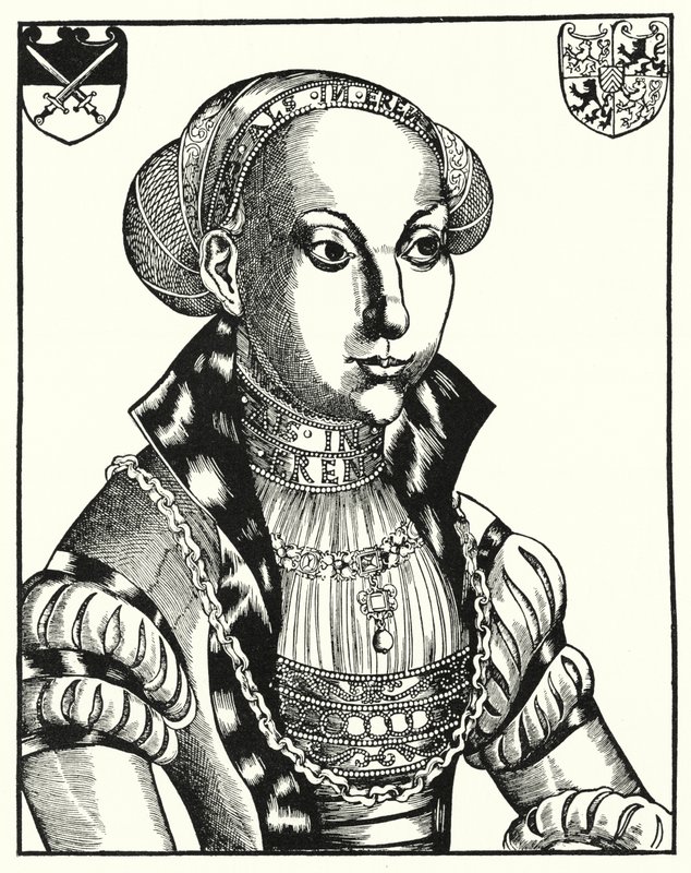 Sybille de Clèves, épouse de Jean-Frédéric Ier, Électeur de Saxe (gravure) - Lucas the Elder (after) Cranach