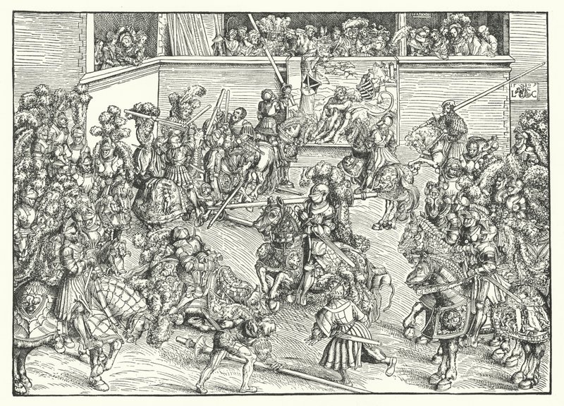 Le tournoi avec la tapisserie de Samson et le lion - Lucas the Elder (after) Cranach