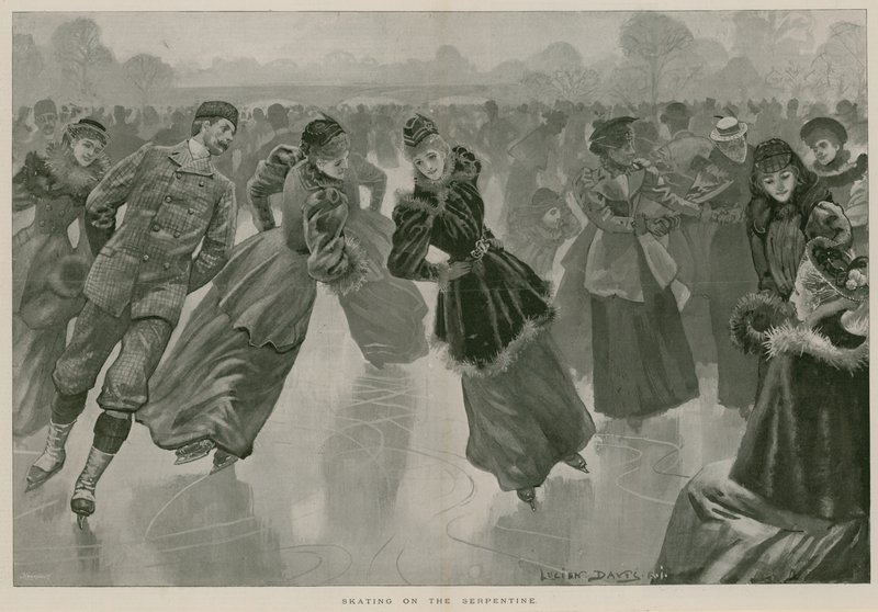 Patinage sur la Serpentine, Hyde Park, Londres (gravure) - Lucien Davis