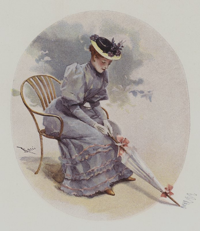 Femme assise avec un parapluie - Lucius Rossi