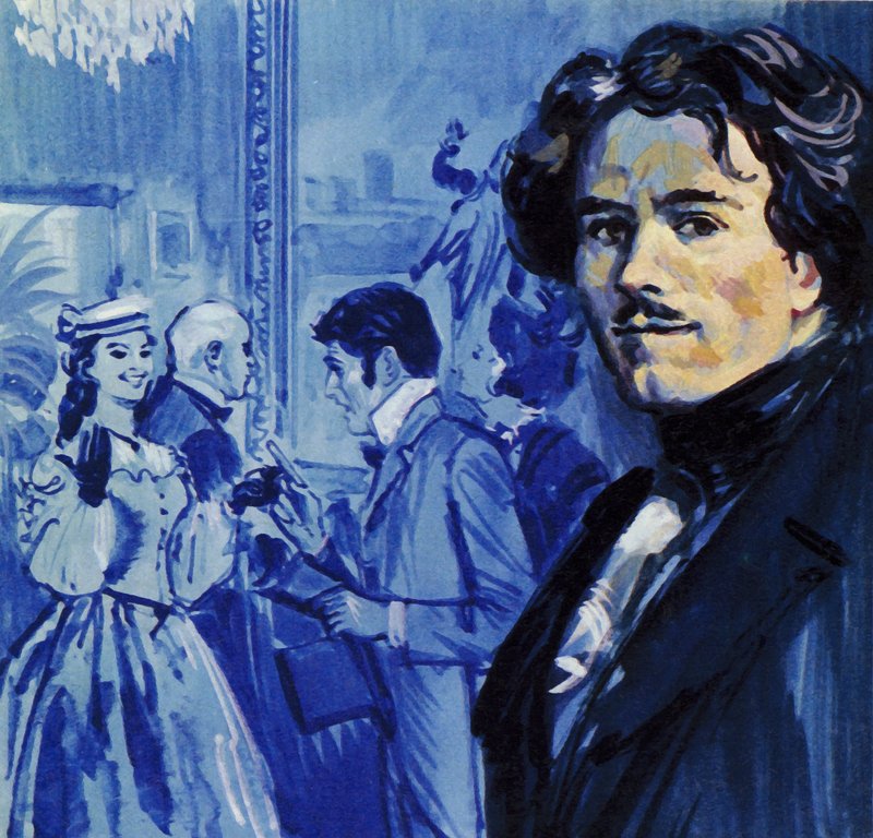 Eugène Delacroix envoie son tableau qui fait sensation à Paris (lithographie couleur) - Luis Arcas Brauner