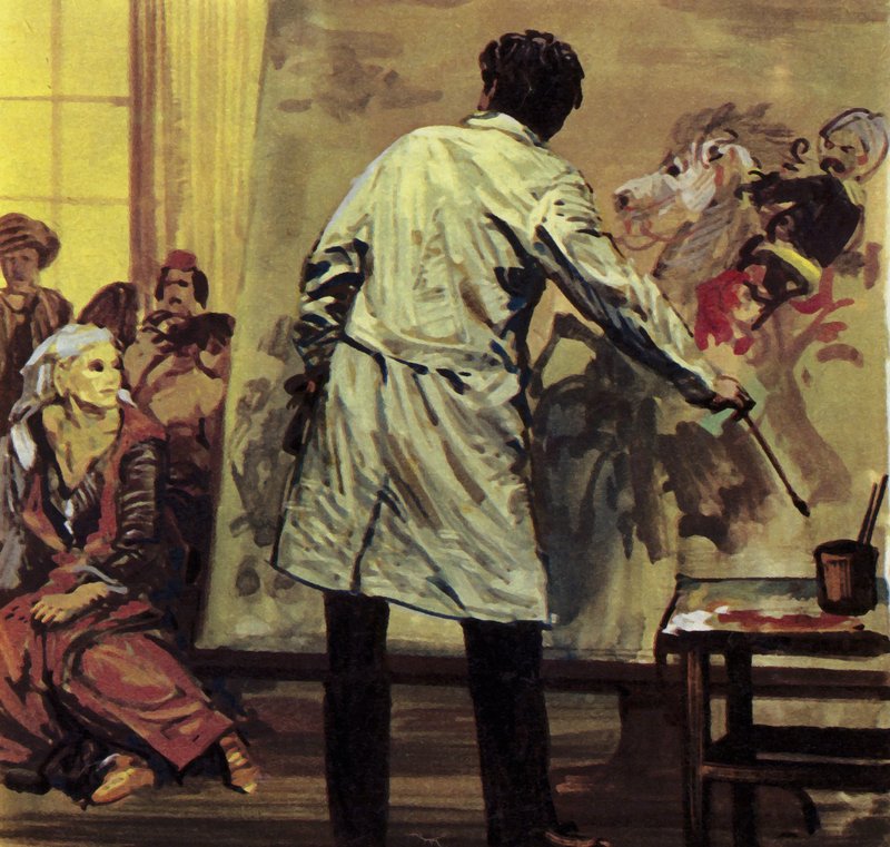 Eugène Delacroix a passé un an et demi à peindre "Le massacre de Scio" (lithographie en couleurs). - Luis Arcas Brauner