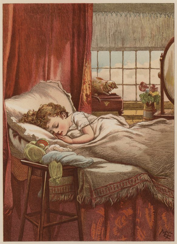 Enfant endormi dans un lit - Mary Ellen Edwards
