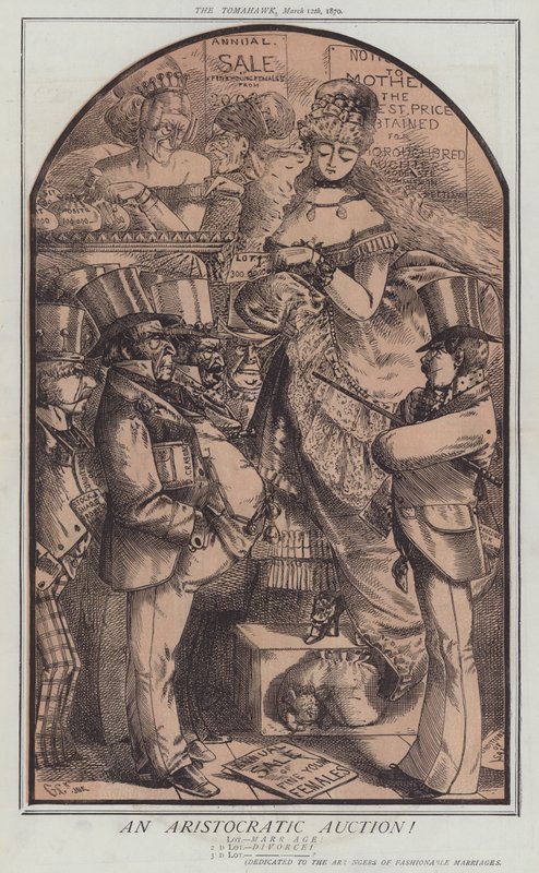 Une vente aux enchères aristocratique ! (lithographie en couleur) - Matthew