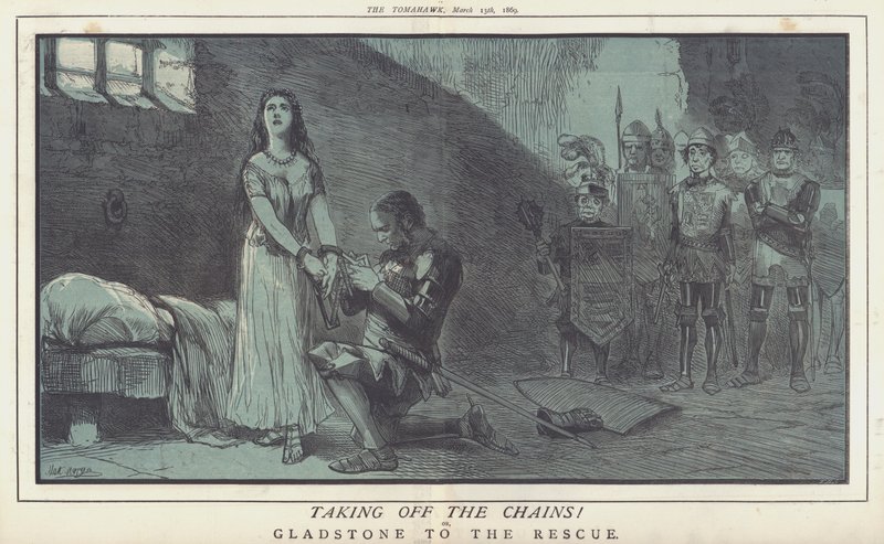 Enlever les chaînes ! ou, Gladstone à la rescousse (lithographie en couleur) - Matthew