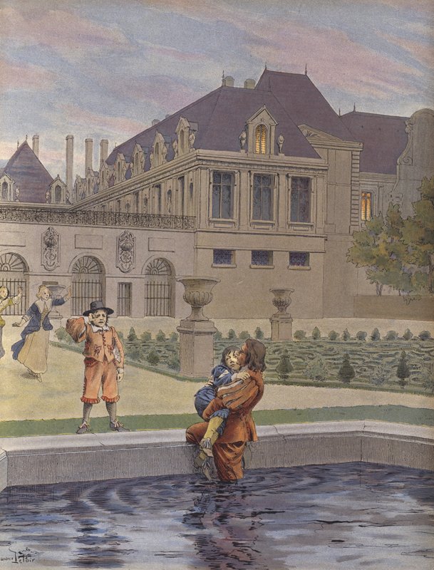 Chute du jeune Louis XIV dans le bassin du Palais-Royal - Maurice Leloir