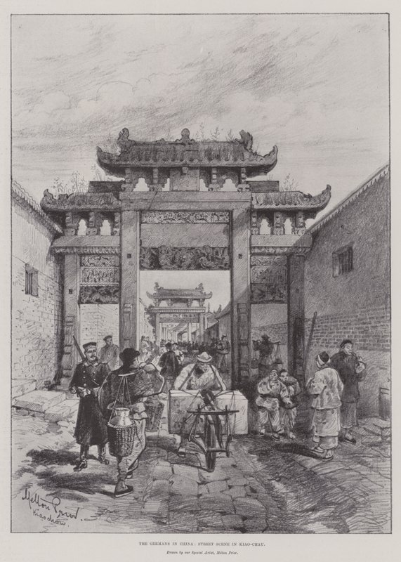 Les Allemands en Chine, scène de rue à Kiao-Chau - Melton Prior