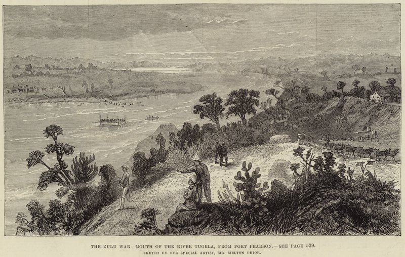 La guerre zouloue, embouchure de la rivière Tugela, depuis Fort Pearson - Melton Prior