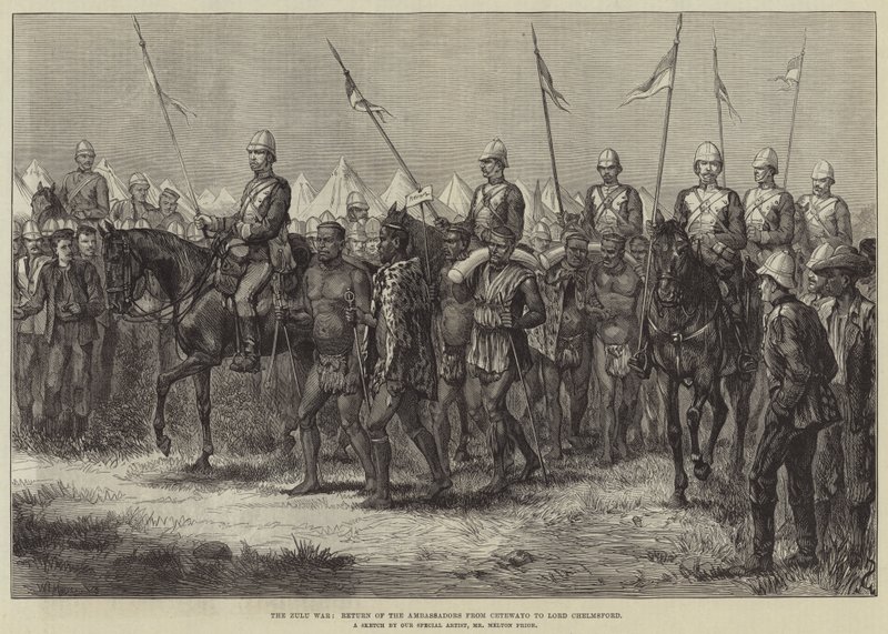 La guerre zouloue, retour des ambassadeurs de Cetewayo à Lord Chelmsford - Melton Prior