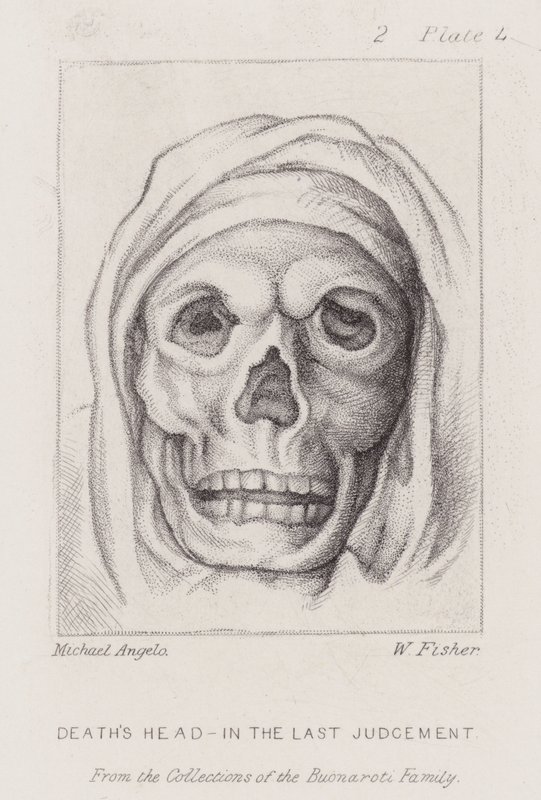 Tête de mort, dans le Jugement dernier - Michelangelo (after) Buonarroti