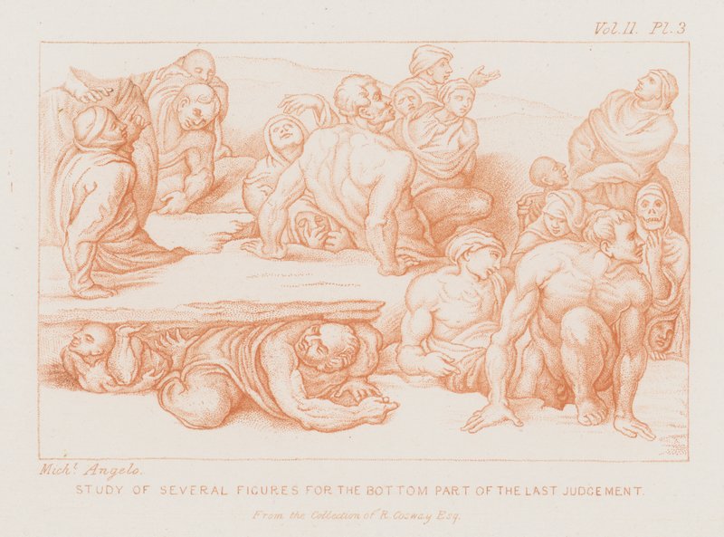 Étude de plusieurs figures pour la partie inférieure du Jugement Dernier - Michelangelo (after) Buonarroti