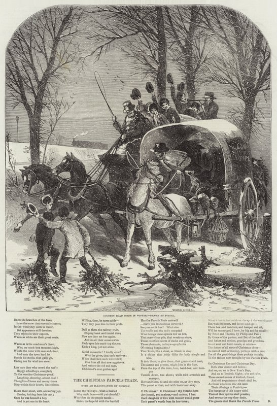 Scène de route de campagne en hiver - Myles Birket Foster