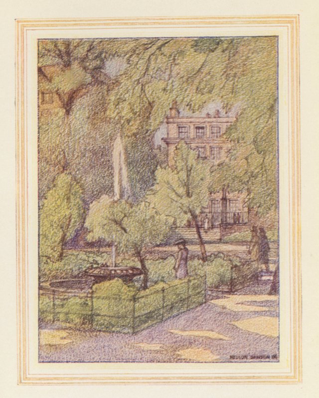 Dans les jardins du Temple, Fountain Court - Nelson Dawson