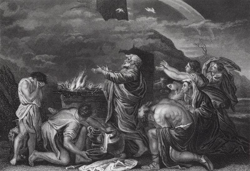 Le sacrifice de Noé, Genèse, Ch 8, v 20 - Nicolas (after) Poussin