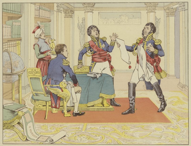 Napoléon récompensant le maréchal Lefebvre en le faisant duc de Dantzig après sa capture de la ville aux Prussiens, 24 mai 1807 - Onfray de Breville Job