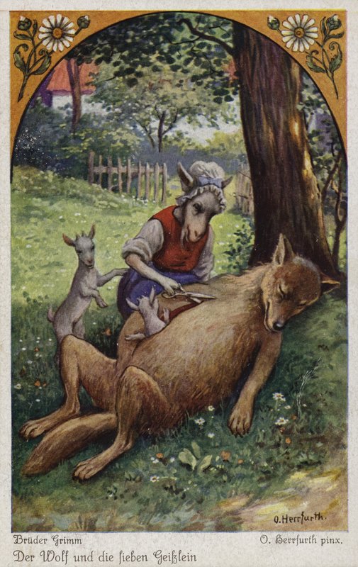 Scène du Loup et les sept chevreaux, par les frères Grimm - Oskar Herrfurth