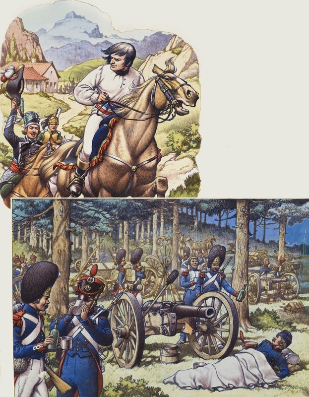 Napoléon et la garde impériale de Napoléon (gouache sur papier) - Pat (1907 95) Nicolle