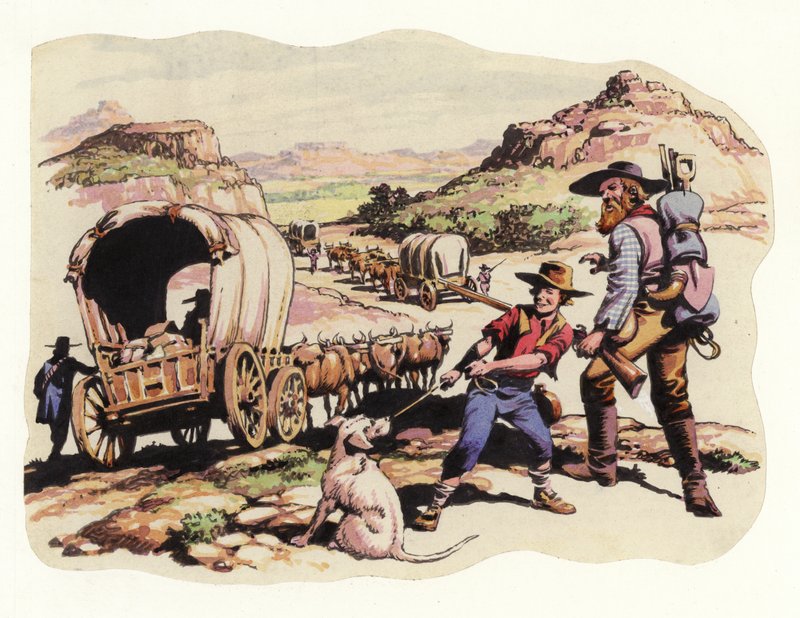 Le Grand Trek de 1835-1837 (gouache sur papier) - Pat (1907-95) Nicolle