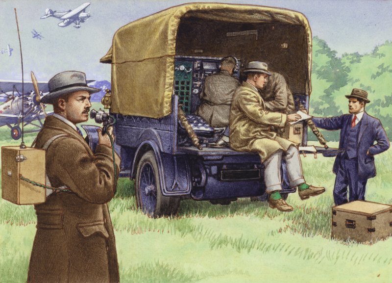 Les débuts de la radiodiffusion extérieure pour la BBC (gouache sur papier) - Pat (1907-95) Nicolle