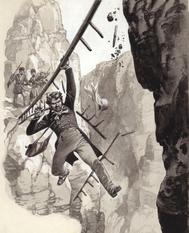 Henry Creswicke Rawlinson à Behistun (gouache sur papier) - Pat (1907 95) Nicolle