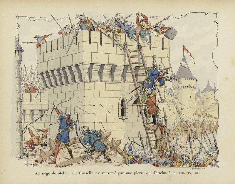 Bertrand du Guesclin frappé à la tête par une pierre au siège de Melun, 1359 - Paul de Semant
