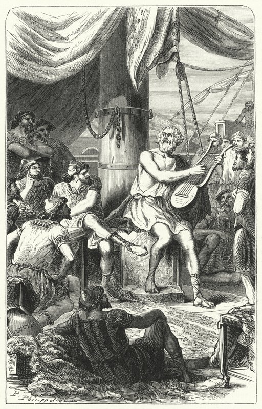 Homère divertissant des marins étrangers avec une chanson - Paul Dominique Philippoteaux