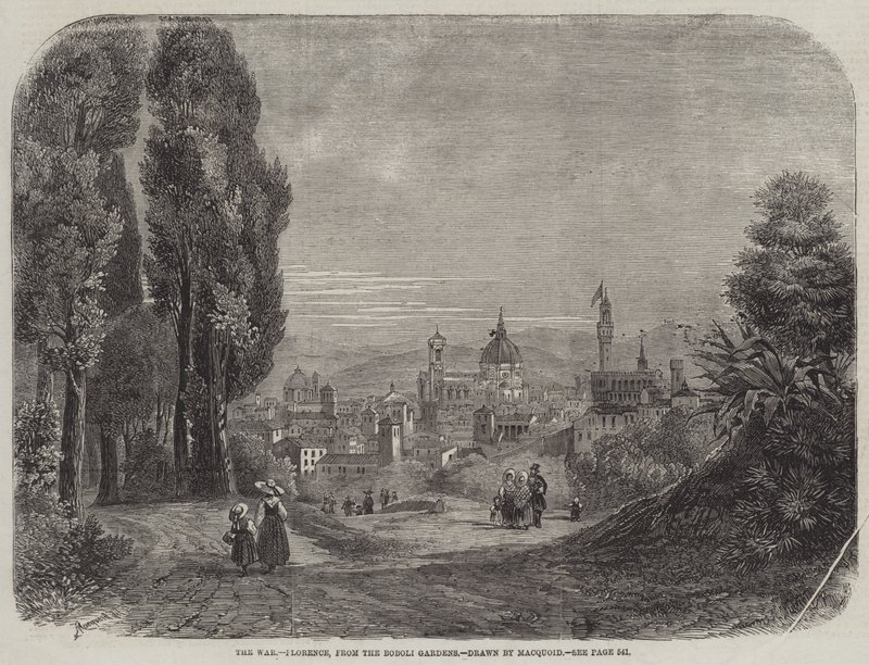 La guerre, Florence, depuis les jardins de Boboli - Percy Macquoid