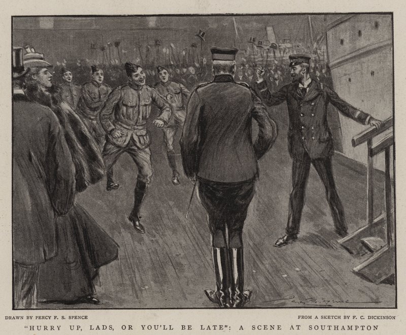 Dépêchez-vous, les gars, ou vous serez en retard, une scène à Southampton - Percy F.S. Spence