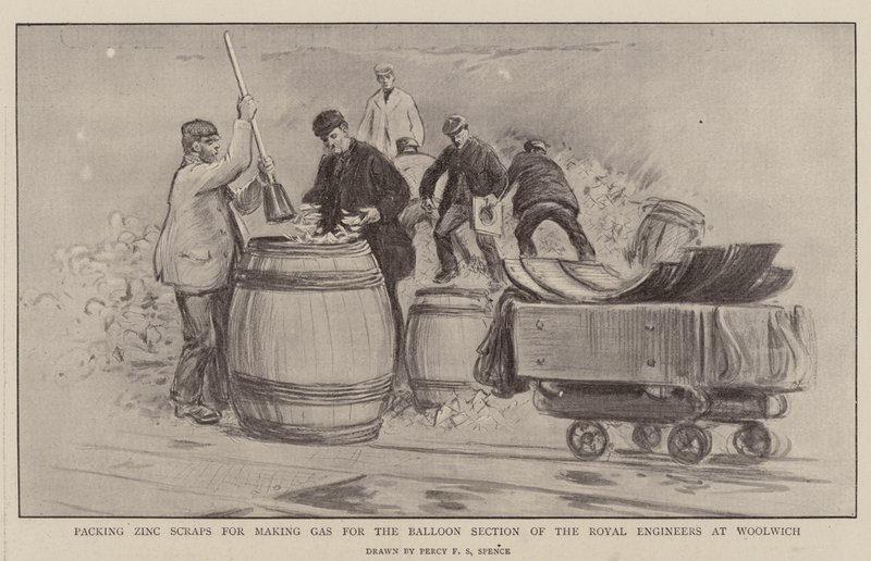 Emballage de Déchets de Zinc pour la Fabrication de Gaz pour la Section de Ballons des Royal Engineers à Woolwich - Percy F.S. Spence