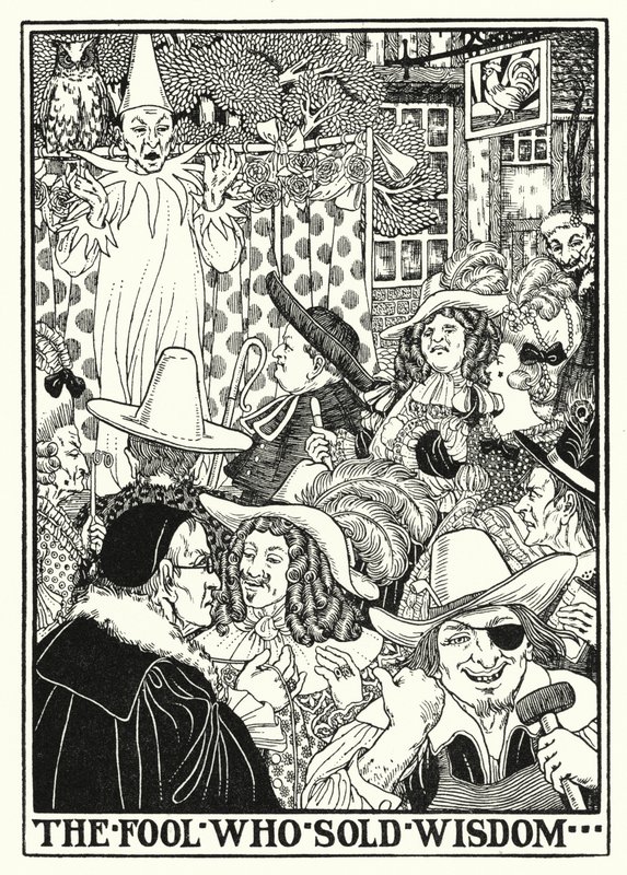 Fables de La Fontaine : Le fou qui vendait la sagesse (lithographie) - Percy James Billinghurst