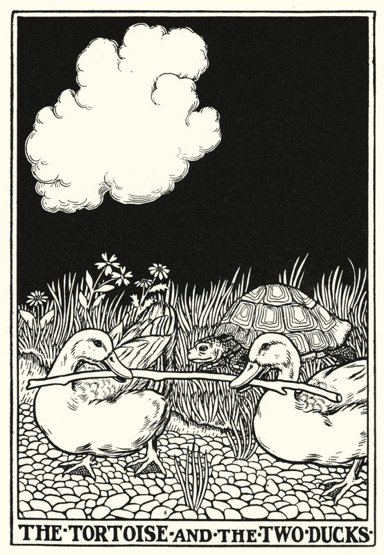 Fables de La Fontaine : La tortue et les deux canards (lithographie) - Percy James Billinghurst