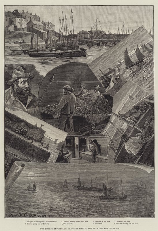 Nos industries de pêche, pêche au filet dérivant pour les pilchards au large de Cornwall - Percy Robert Craft