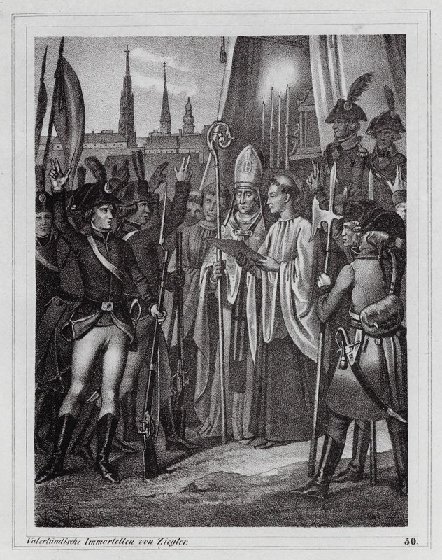 Soldats autrichiens partant combattre les Français, Vienne - Peter Johann Nepomuk Geiger