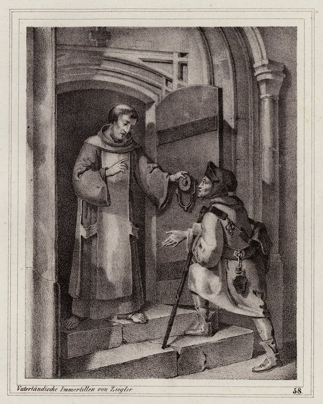 Le hors-la-loi John Parricida cherchant refuge dans un monastère à Pise - Peter Johann Nepomuk Geiger