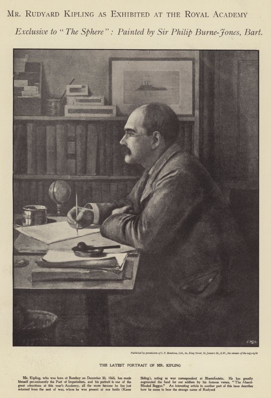 Portrait de Rudyard Kipling exposé à la Royal Academy - Philip (after) Burne Jones