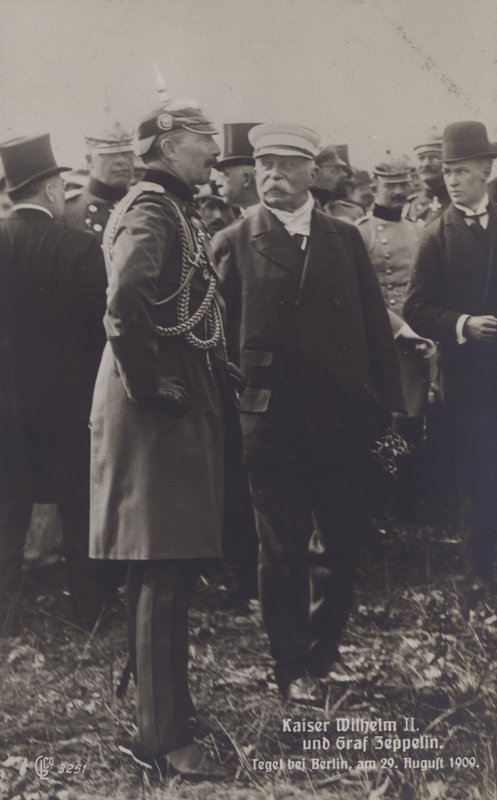 Kaiser Wilhelm II et le constructeur de dirigeables allemand Graf Ferdinand von Zeppelin à l